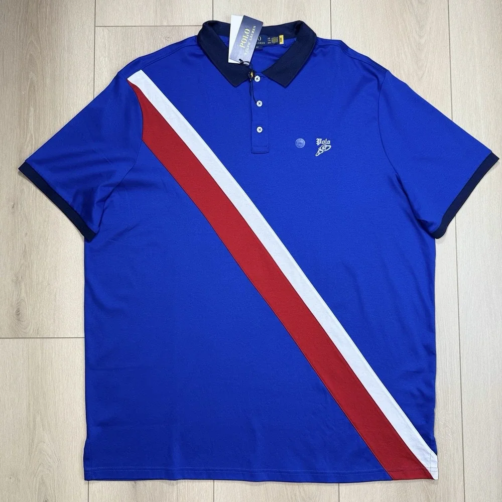 Polo Ralph Lauren Classic Fit Polo Shirt‎ Men's XXL Blue Colorblock NWT Cotton